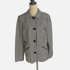 Chico's Women's Houndstooth Blazer Size 2 Large 12‎ Black White